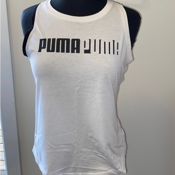 Puma Logo Cross Back Sleeveless T-Shirt - Picture 1 of 5